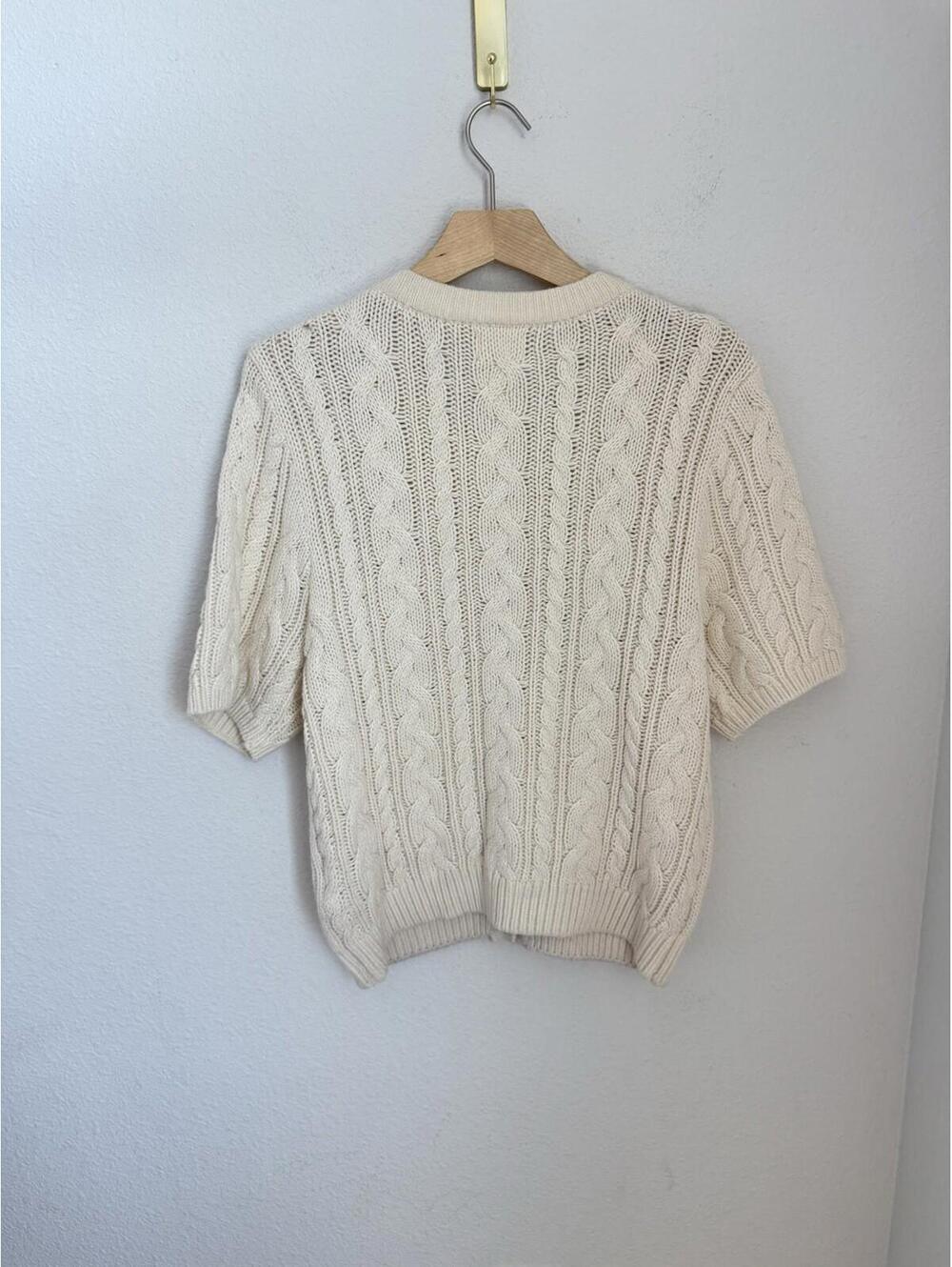 H&M Cream Chunky Cable Knit Button Up Cardigan Sweater - Picture 7 of 7